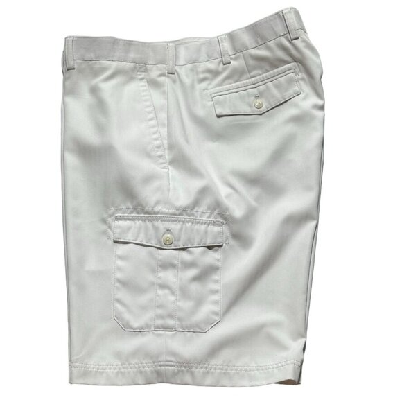 ISLAND REPUBLIC Men's Cargo Shorts White Polyester Belt Loops Pockets Size 40 - Picture 5 of 8